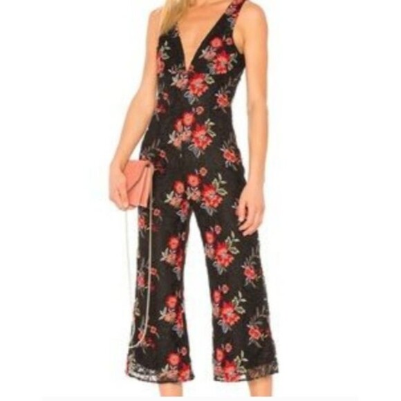 Lovers and Friends Floral Lace Jumpsuit Size S - Picture 1 of 9